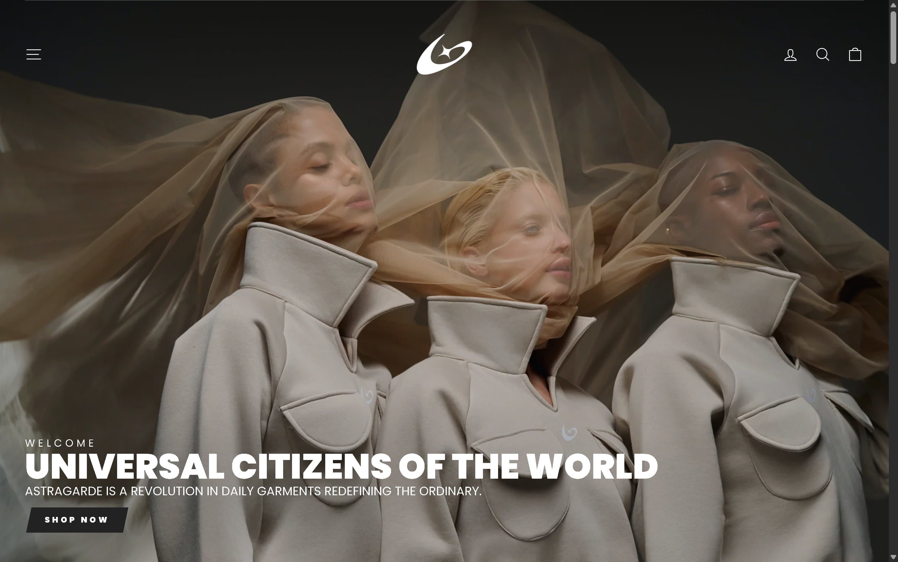 Astragarde storefront — editorial fashion ecommerce first drop