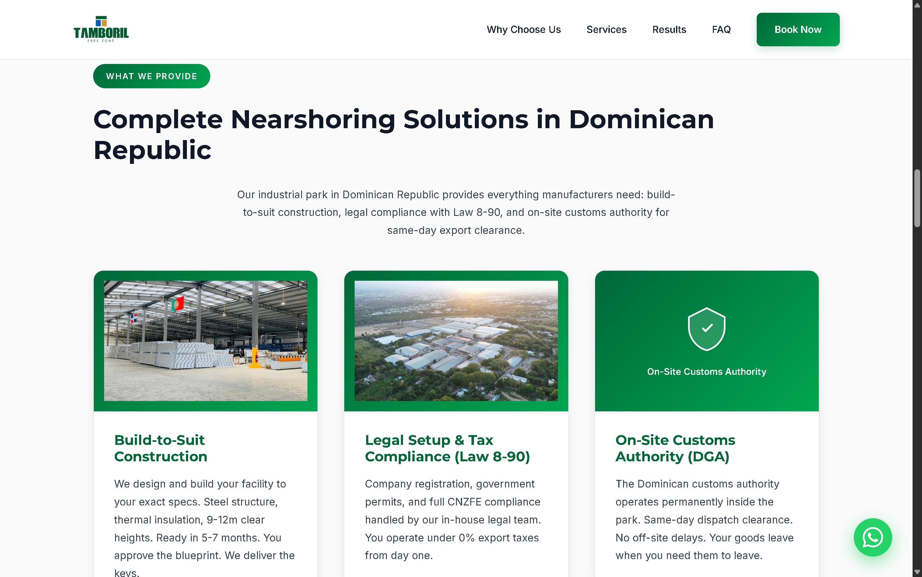 Tamboril Free Zone services and competitive advantage section